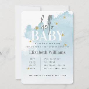 Invitación Estamos en Cloud 9 Hello Baby Shower