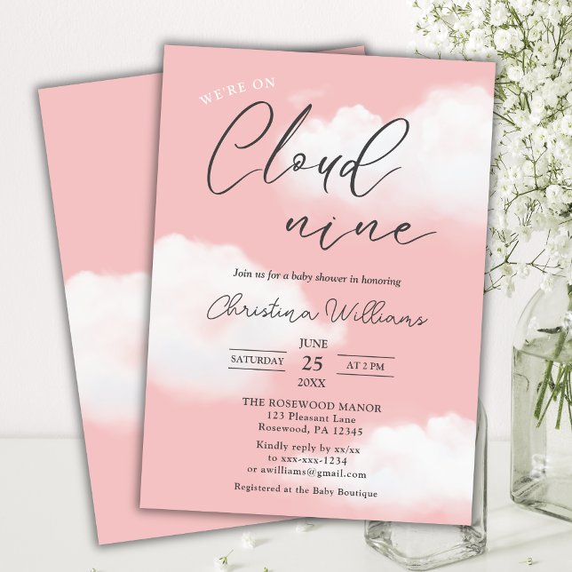 Invitación Estamos en Cloud 9 Rubor Pink Chica Baby Shower (Subido por el creador)