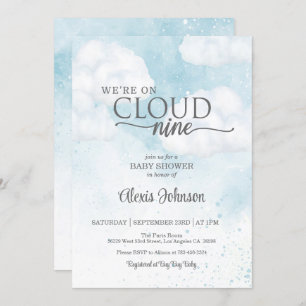 Invitación Estamos en Cloud Nueve Baby Shower (Boy)
