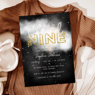 Invitación Estamos En Cloud Nueve Gold Dreamy Baby Shower