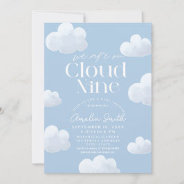 Invitación Estamos en Cloud Nueve Modernas Blue Cloud Baby Sh