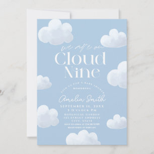 Invitación Estamos en Cloud Nueve Modernas Blue Cloud Baby Sh