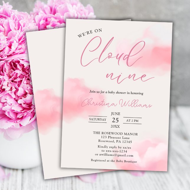 Invitación Estamos en el Baby Shower de Chica Rosa Cloud 9 (Subido por el creador)