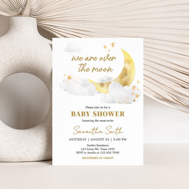 Invitación Estamos en el Baby Shower de la Luna (Over the Moon Baby Shower Invitation)