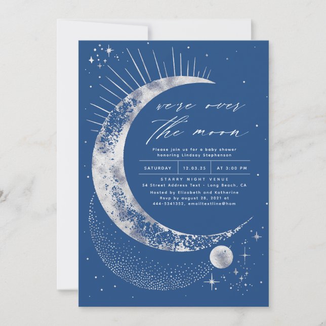 Invitación Estamos en el Baby Shower de la Luna (Anverso)