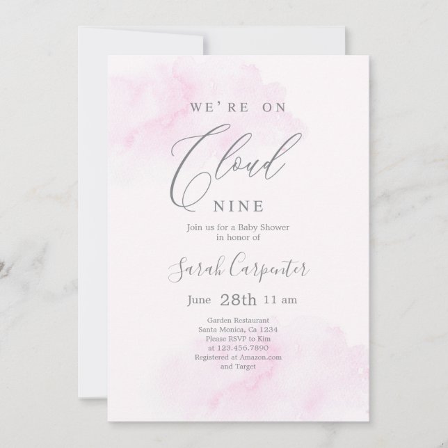 Invitación Estamos en el Chica de Baby Shower Cloud 9 (Anverso)