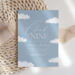 Invitación Estamos en el Nueve de Nube Baby Shower<br><div class="desc">Invite a amigos y familiares a compartir la alegría de la llegada de su pequeña con esta polvorienta invitación a la ducha de bebé con temática azul "nube nueve".</div>