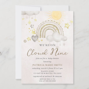 Invitación Estamos en el Séptimo Cielo Fiesta de Bebé sin Gén