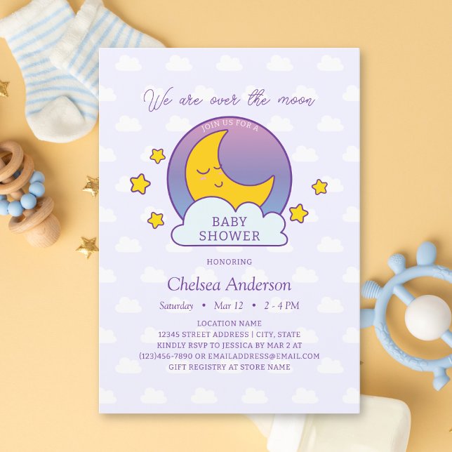 Invitación Estamos en la luna Baby Shower neutral de género (Subido por el creador)