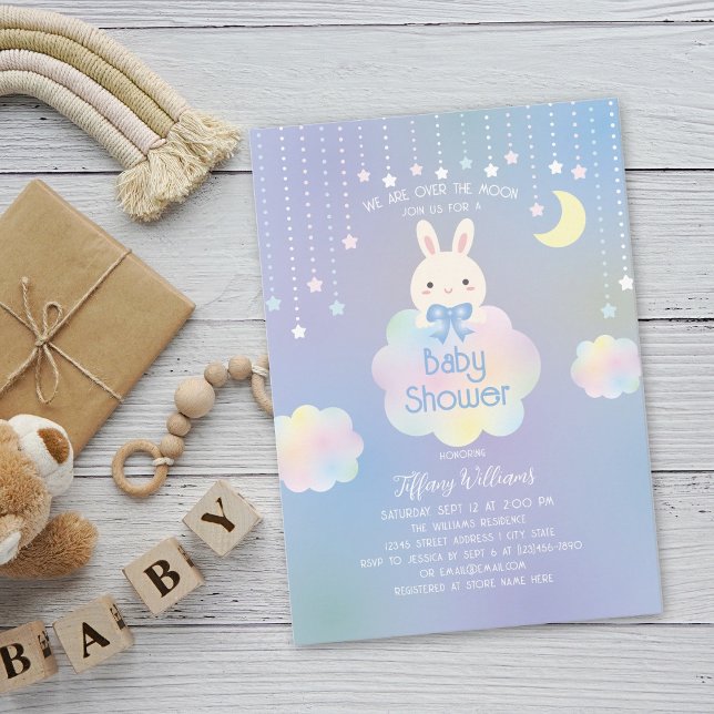 Invitación Estamos en la luna, pequeño conejito Baby Shower (Subido por el creador)