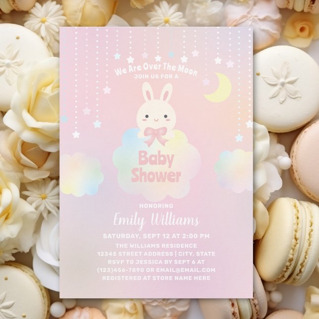 Invitación Estamos en la luna, pequeño conejito Chica Baby Sh (Subido por el creador)