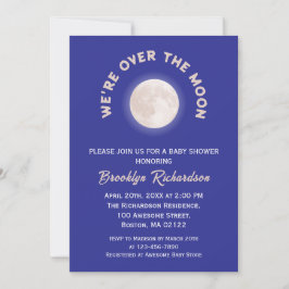 Invitación Estamos en la luna un Baby Shower neutral de géner