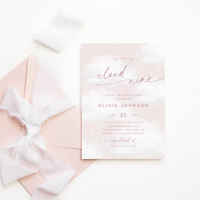 Invitación Estamos en la nube 9 Dreamy Pink Baby Shower (Subido por el creador)