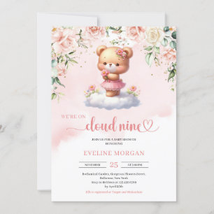 Invitación Estamos en la nube de nueve ositos de peluche chic