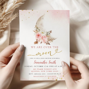 Invitación Estamos Encantados con la Niña Rosa Boho Fiesta de