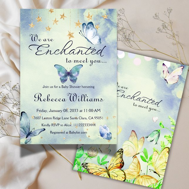 Invitación Estamos Encantados De Conocerle A Mariposa Baby Sh (Subido por el creador)