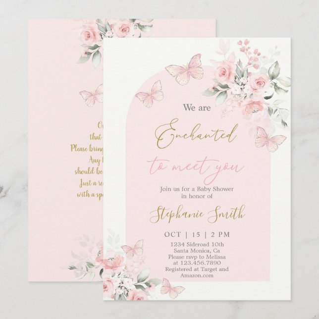 Invitación Estamos encantados de conocerte a tu Chica de Baby (Anverso / Reverso)