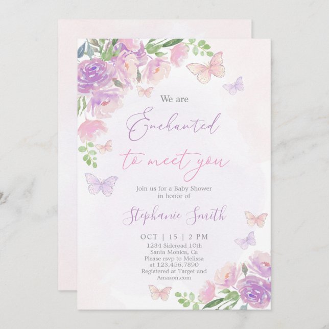 Invitación Estamos encantados de conocerte a tu Chica de Baby (Anverso / Reverso)