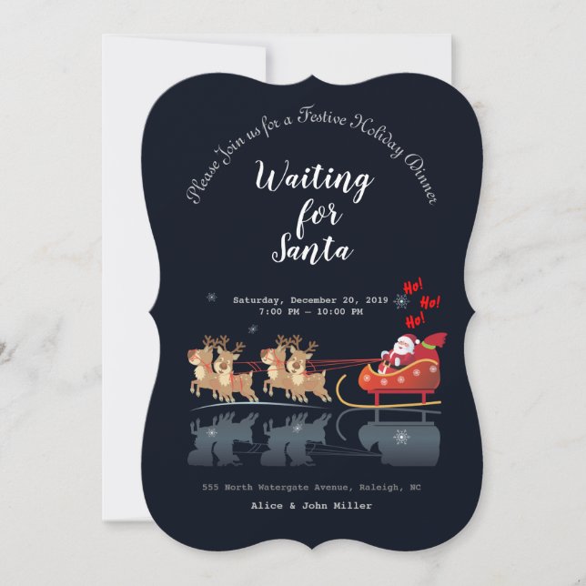 Invitación ¡Estamos esperando a Santa Ho! ¡Ho! ¡Ho! Vacacione (Anverso)
