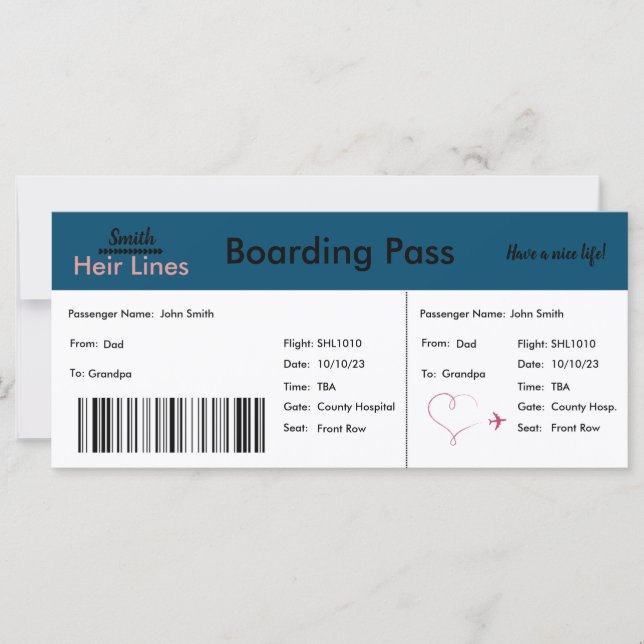 Invitación "Estamos esperando" con tema de viajes (Anverso)