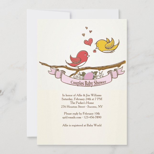 Invitación Estamos esperando que los pares Baby Shower de un (Anverso)