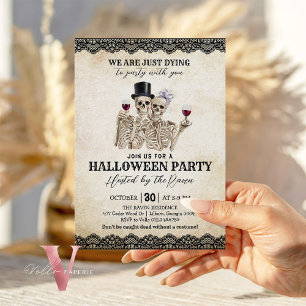 Invitación Estamos muriendo por la fiesta de la cena de Hallo