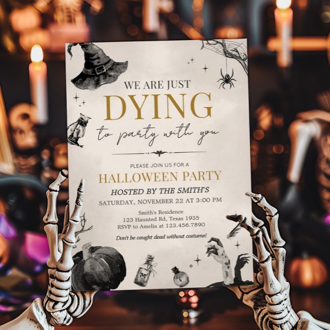 Invitación Estamos muriendo por la fiesta gótica Fiesta de Ha (We're Dying to Party Halloween Party Invitation)