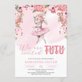 Invitación Estamos muy emocionados conejito chica floral Baby