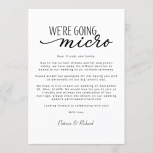 Invitación Estamos reduciendo el tamaño de nuestra boda a mic