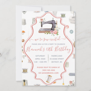 Invitación ¡Estamos Sew Entusiasmados! Fiesta de cumpleaños t