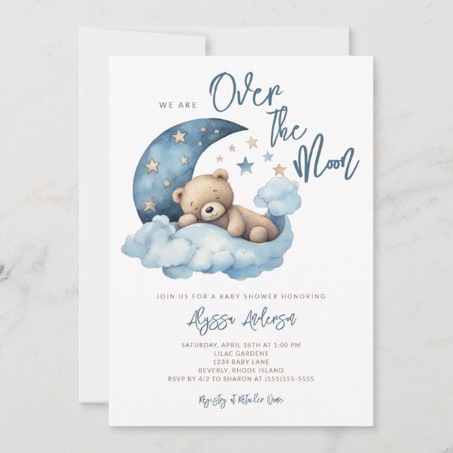 Invitación Estamos sobre el Baby Shower del oso de peluche de (Anverso)