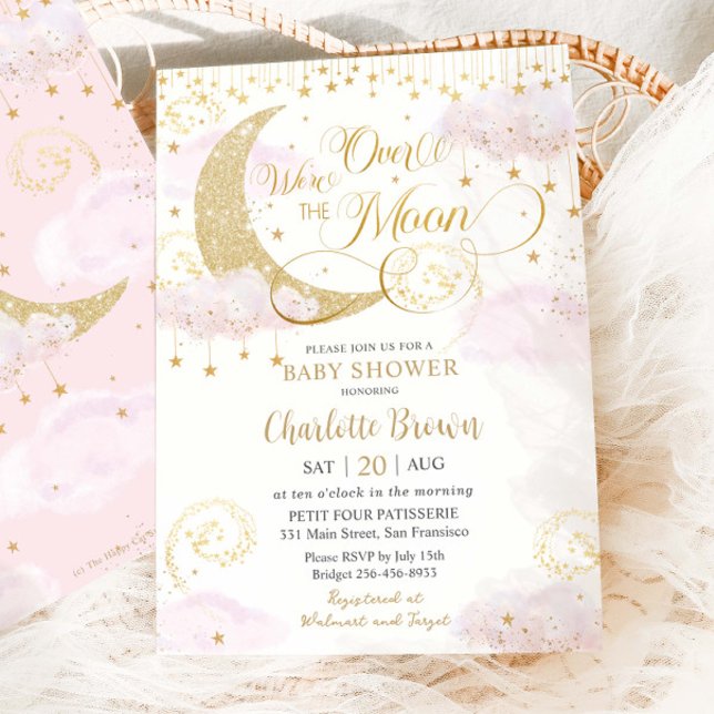 Invitación Estamos sobre la Baby Shower de oro rosado de las  (Subido por el creador)
