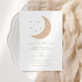 Invitación Estamos sobre la luna Chica de oro rosa Baby Showe