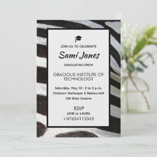 Invitación Estampado animal cebra lujo negro blanco simple