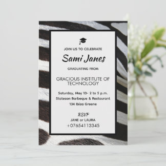 Invitación Estampado animal cebra lujo negro blanco simple