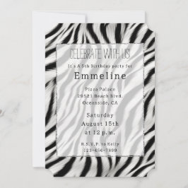 Invitación Estampado Animal de Cebra Blanco Negro
