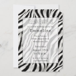Invitación Estampado animal de cebra en blanco y negro