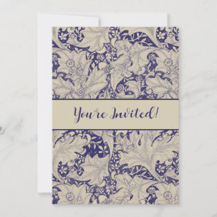 Invitación Estampado de Alhelí de William Morris Azul Antiguo