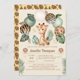 Invitación Estampado de animal safari de jirafa bebé lindo be