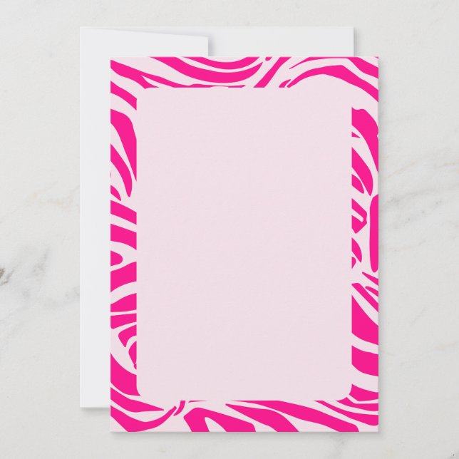Invitación Estampado de cebra rosa (Anverso)