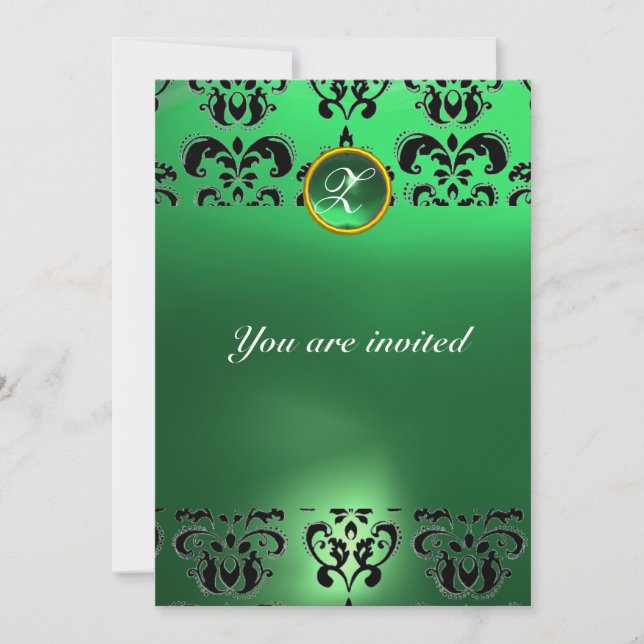 Invitación ESTAMPADO DE DAMA DE ESmeralda PIEDRA preciosa MON (Anverso)