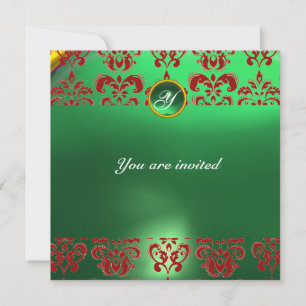 Invitación ESTAMPADO DE ESmeralda MONOGRAMA PIEDRA preciosa v