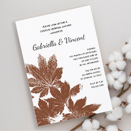Invitación Estampado de hojas de otoño pardo Ducha de matrimo
