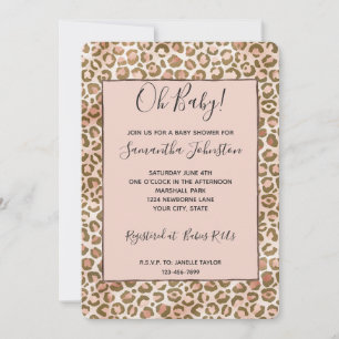Invitación Estampado de leopardo ombre con rubor de melocotón