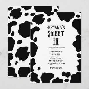 Invitación Estampado de manchas de vaca Moo negro y blanco rú