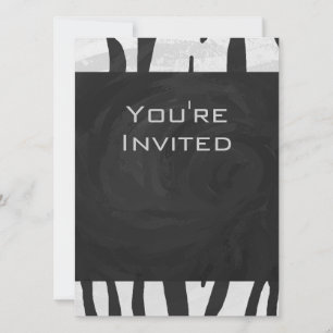 Invitación Estampado de Tigre Monograma Negro y Blanco