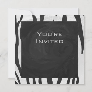 Invitación Estampado de Tigre Monograma Negro y Blanco