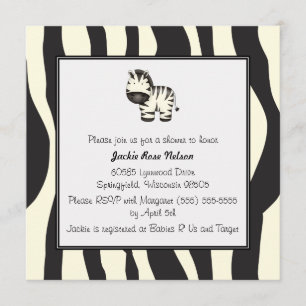 Invitación Estampado de zebra Baby Shower