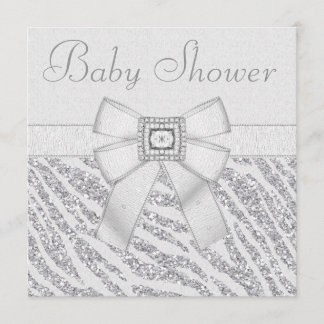 Invitación Estampado de zebra impreso y Bling Baby Shower del