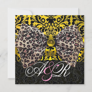 INVITACIÓN ESTAMPADO LAZO DE PIEL DE LEOPARDO DAMASCO NEGRO M